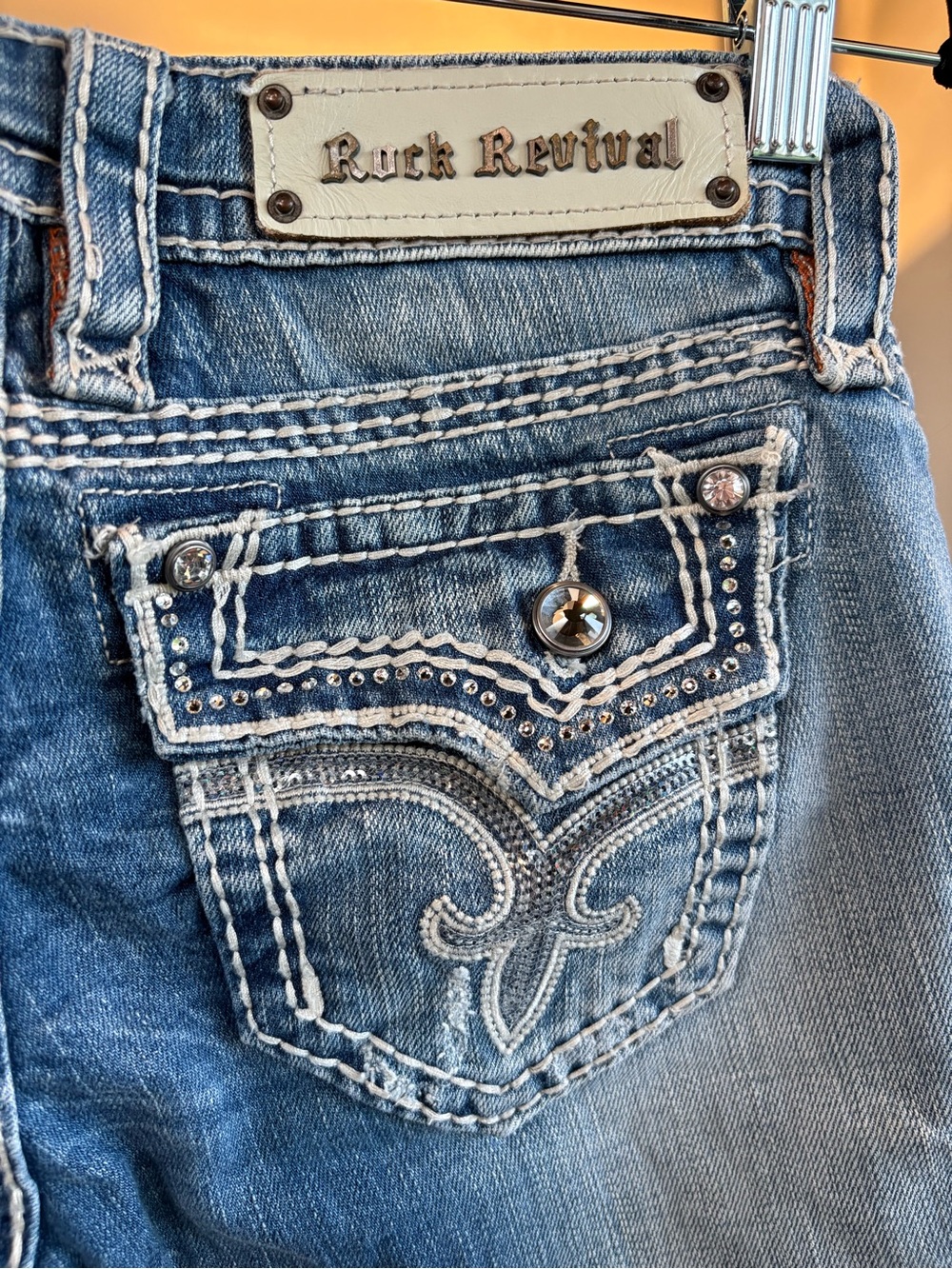 Rock Revival Women's Light Blue Embroidered Capris - Picture 7 of 7
